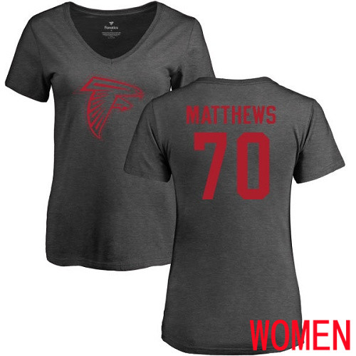 Atlanta Falcons Ash Women Jake Matthews One Color NFL Football #70 T Shirt->women nfl jersey->Women Jersey